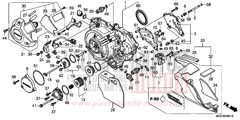 RIGHT CRANKCASE COVER (VFR1200FD) for VFR1200F Dual Clutch PEARL SUNBEAM WHITE (NHA66) from 2011